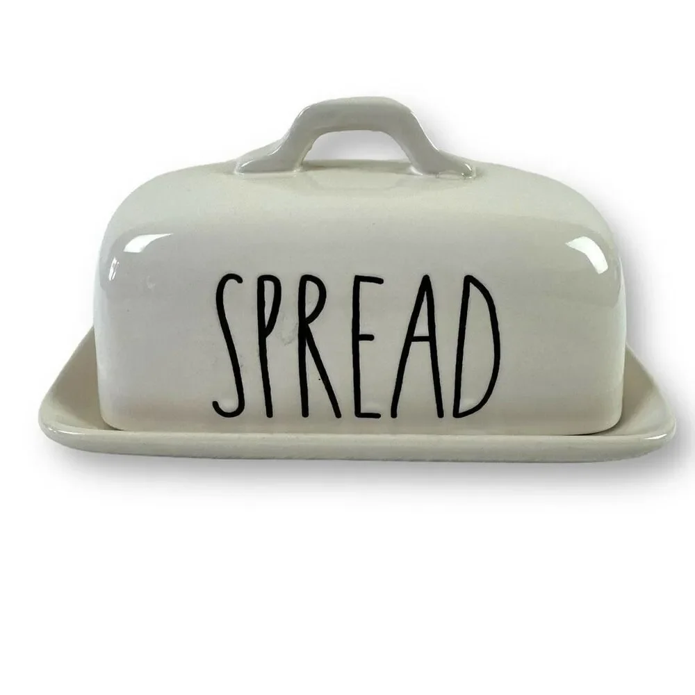 Rae Dunn Artisian Collection Spread Typography‎ Butter Dish Shabby Chic Cottage